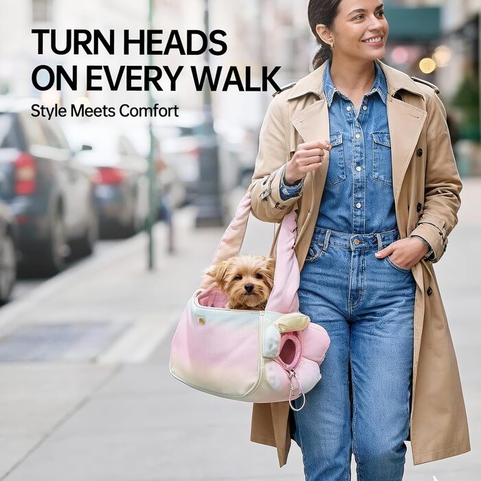 TOUCHDOG Сумка-переноска для собак та котів, легка, дихаюча, для подорожей (до 6 кг), рожева/блакитна