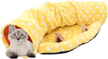 Туннель-ліжко для котів Tubayia, жовтий - іграшка-лежанка для домашніх тварин