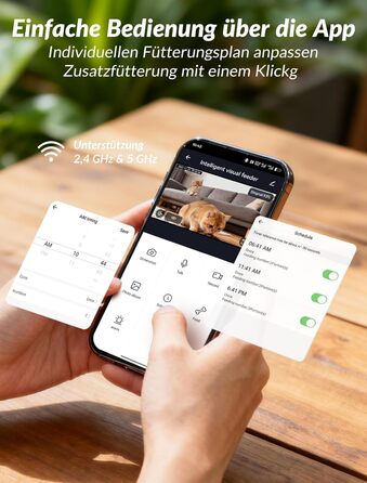 Автомат годування котів з камерою, розумний автомат для котів, 5л, 1–6 прийомів їжі для котів та тварин середніх розмірів з відео