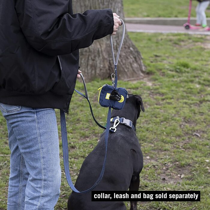 Повідок для собак BUILT Pet Nightsafe, розмір S, морський синій та жовтий, світловідбивний