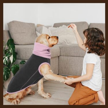 Пуловер для собак IECOii: теплий флісовий пуловер, сорочка, жилетка для собак, сірий колір, розмір L (обхват грудей 48 см)