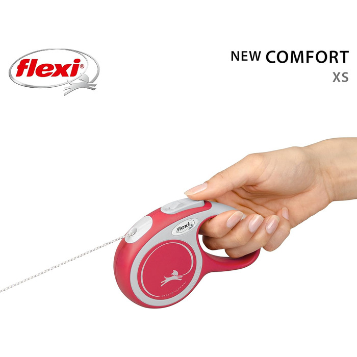 Flexi рулетка-повідець для собак, XS, 3 м, червоний, до 8 кг, з м'якою ручкою