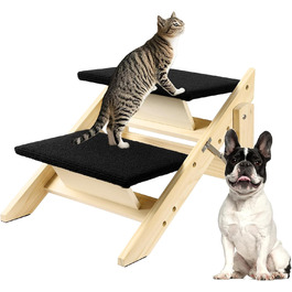 Двостороння дерев'яна пандус для собак з 2 сходинками, 58 см - пандус та сходи для маленьких та середніх собак