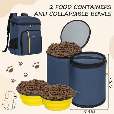 ANILD Рюкзак-переноска для собак, рюкзак для подорожей з собакою, TSA-сертифікований, з 2 мисками та органайзером, для походів та кемпінгу (Темно-синій)