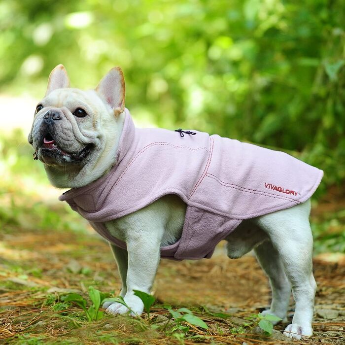 Теплий зимовий пуховик VIVAGLORY для собак, флісова куртка з захистом живота та клямками, світловідбиваючий, регульований, рожевий, S (обхват грудей 45-54 см, шиї ~30 см)