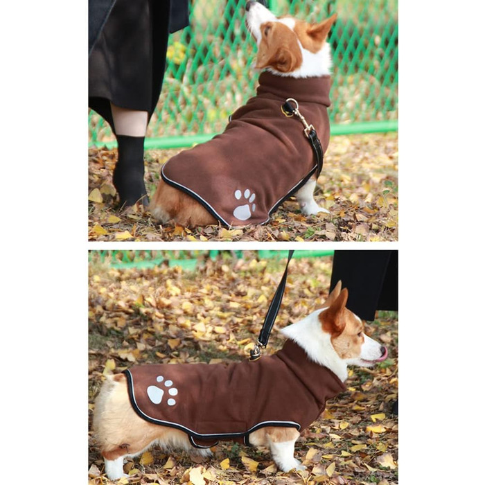 Зимовий одяг для собак: теплий пуловер-світшот, флісова жилетка з відбивачами для маленьких, середніх та великих собак. Колір: зелений (3XL, кавовий)