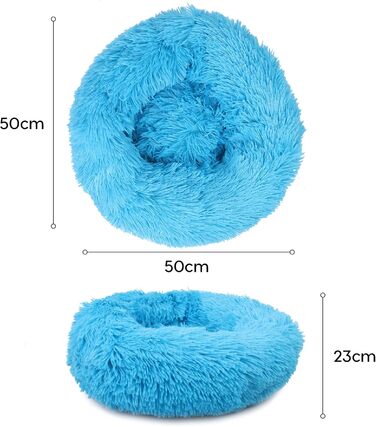 М'яке ліжко для собак та котів Donut 50 см - блакитне, для маленьких та середніх порід