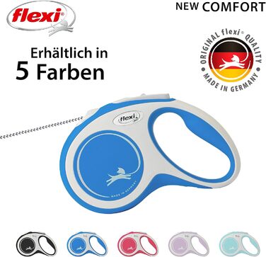 Автоматичний повідець Kerbl Flexi New Comfort для собак і котів, синій, розмір S, 5 м, до 12 кг