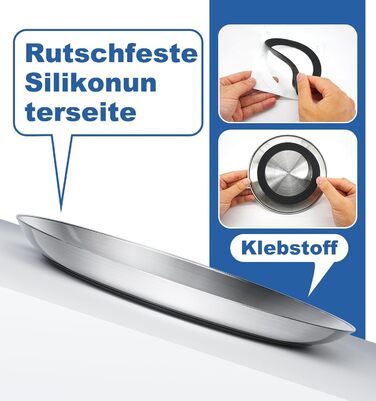 Набори мисок для котів 4 шт. з нержавіючої сталі, проти ковзання, для вологого та сухого корму, 17 см, без зачепів для вусів