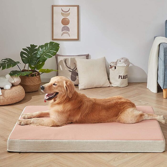 Ортопедичне лежанка для собак з гелевим шаром, водонепроникна, для великих та малих собак, знімний чохол, XL рожева