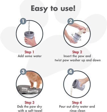Dexas MudBuster: портативний очищувач лап для собак, аксесуар для догляду за тваринами, розмір S, сірий