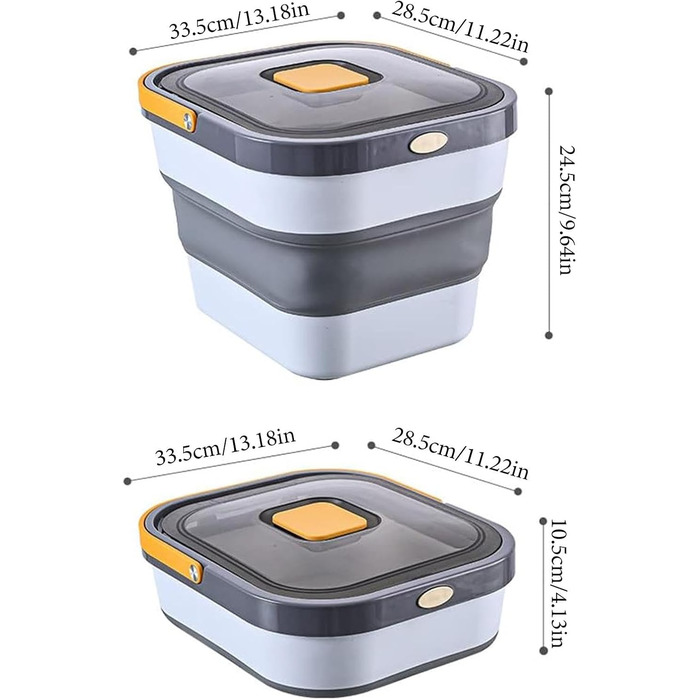 Контейнер для корму для тварин, 10 кг, складна, герметична, для котячого корму, коробка для собачого корму з кришкою для ласощів, гранул, складна кормушка, жовта