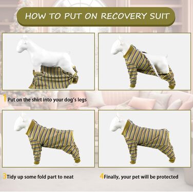 Захисний одяг для собак після операції: комбінезон для відновлення після кастрації/стерилізації (XXL, гірчичний)