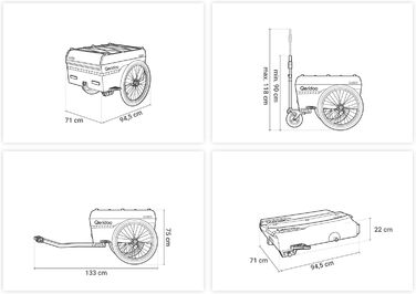 Qeridoo Qubee XL Petrol: Складаний вантажний причіп з об'ємом 220л та швидкою з'єднювальною рамою | Причіп для велосипеда & візок-валіза з повітряними шинами | Аксесуари для велосипеда | Велосипедний причіп