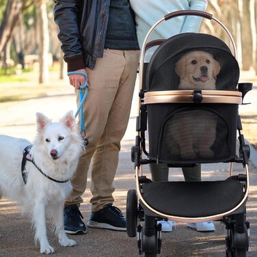 Візок для собак DAISTERN, чорний, до 25 кг, 4-в-1, алюмінієвий, з поворотним колесом EVA та гальмом