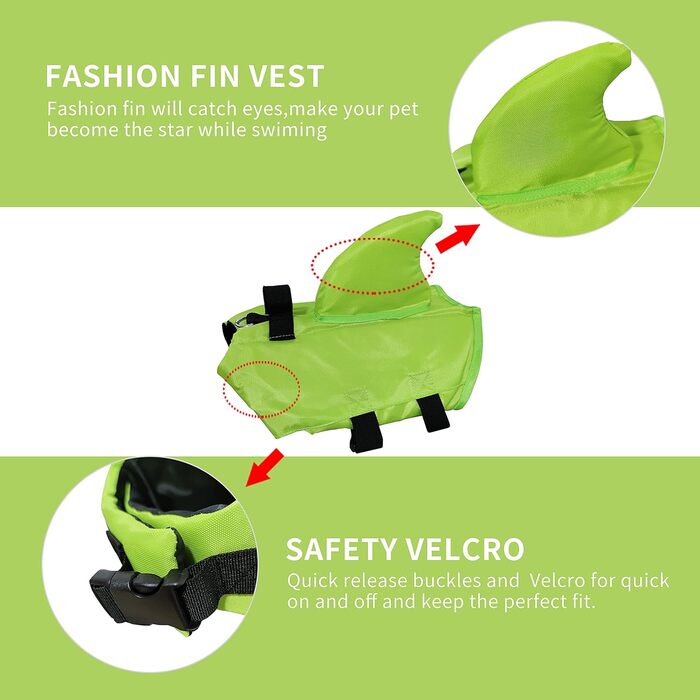 Жилет для собак Snik-S з регульованим поясом, акуляча куртка для собак з короткою мордою (Мопс, Бульдог, Пудель, Бультер'єр, Лабрадор) (Зелений, Розмір M)