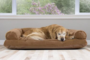 Велика стьобана лежанка Furhaven для собак, софа, знімний чохол, прана, коричнева, розмір XL