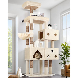 Комплекс для котів Globlazer Beige XXL 207 см з будиночком 45x35 см, платформами, стовпчиками з сизалю та кошиком
