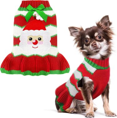 Світер для собак на Новий Рік з отвором для шлейки, в клітинку, з оленем, одяг для собак, пуловер для маленьких, середніх та великих собак, котів, теплий осінньо-зимовий, для цуценят, одяг для собак, жилет (XL, Червоний Санта)