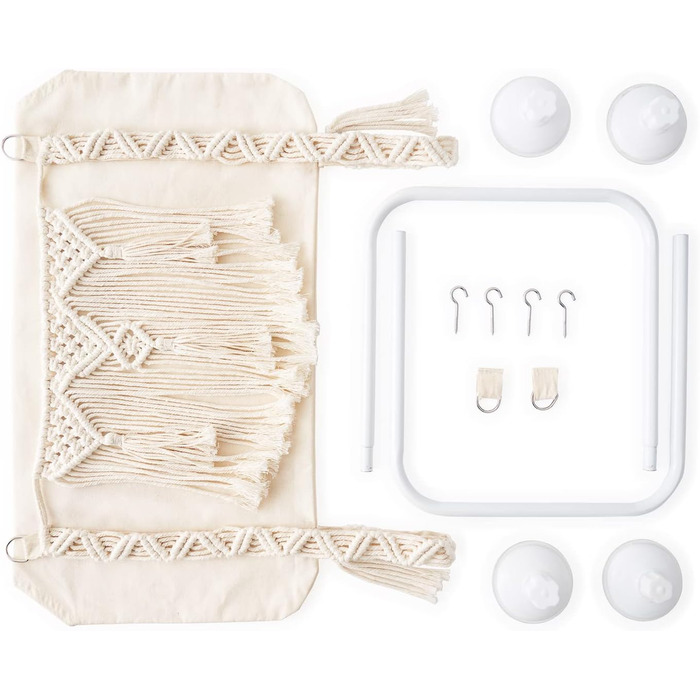 Кішка-гойдалка на вікно Dahey, гамак для котів з макраме, бохо-кріплення на стіну, зручне ліжко для котів, економія місця, безпечне кріплення, витримує до 10 кг