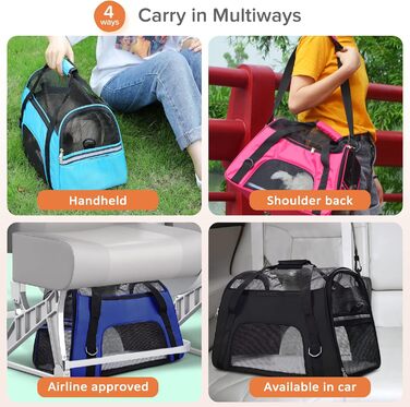 Переноска для тварин Galatée, переноска для собак та котів, дихаючий матеріал, для подорожей, складана, фіолетовий (M)