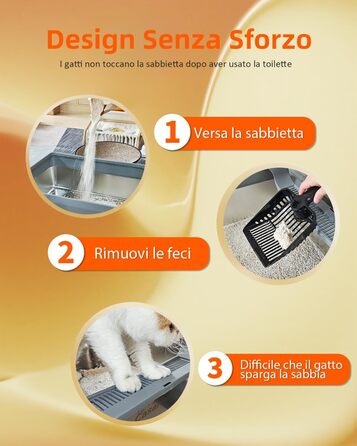 Сміттєве відро CasaNest для котів з нержавіючої сталі, XXXL, велике, антивитік, антиприлипання, темно-сірий