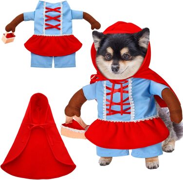Костюм для собак Huhumy Rotkäppchen на Хелловін: милий, кумедний косплей для маленьких, середніх та великих собак (розмір S), обхват шиї 29.9 см, обхват грудей 43 см