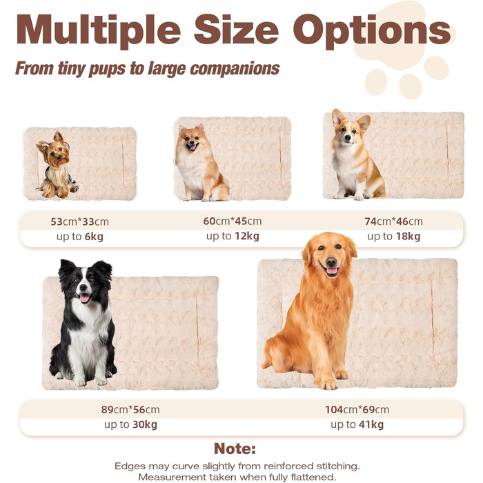 М'яка лежанка для собак Mora Pets: зручна та миюча підстилка для маленьких, середніх та великих собак, 74 x 46 см, бежева