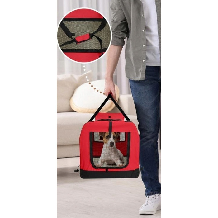 Переноска для собак Leopet, червона, XL (81,3 см x 58,4 см x 58,4 см)