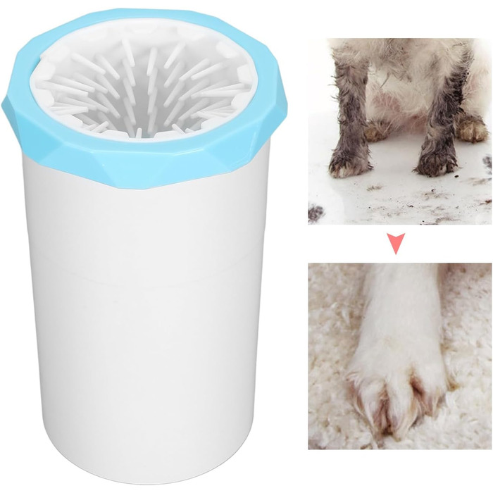 Автоматичний очищувач лап для собак середніх та великих порід – 2 режими очищення, м'яка силіконова щітка (Білий, Синій)