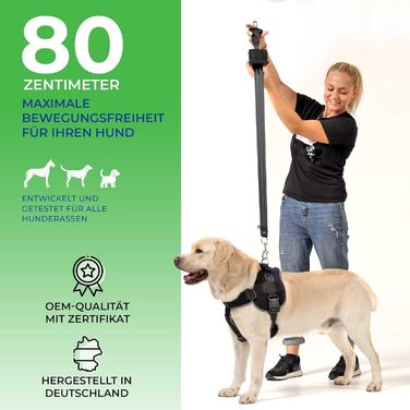 Автоматичний собачий ремінь безпеки для автомобіля - висувний, німецьке виробництво / Ремінь для собак середніх та великих порід / Ремінь з поворотним карабіном з нержавіючої сталі