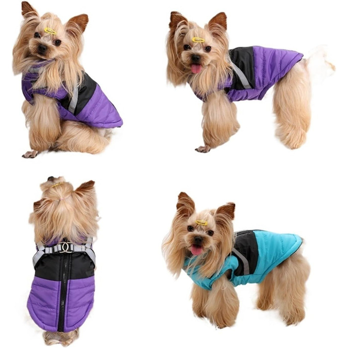 Водонепроникна куртка для собак на зиму, для малих та середніх порід, з кріпленням для повідка, для французьких бульдогів (Хакі, L)