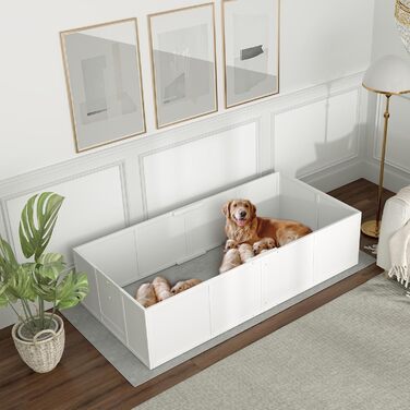 Кія для цуценят PawHut - вольєр для собак, білий, 196x96x48 см