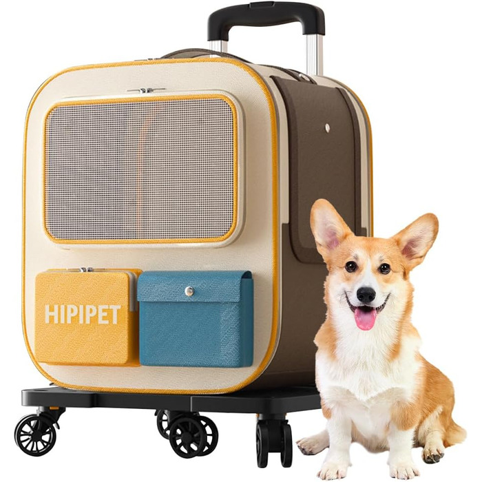 Рюкзак для тварин Galatée з колесами, зручний рюкзак для котів з знімними колесами, ролер-переноска для тварин, рюкзак для собак, ідеальний для подорожей/походів/відпочинку на природі (Блакитний)