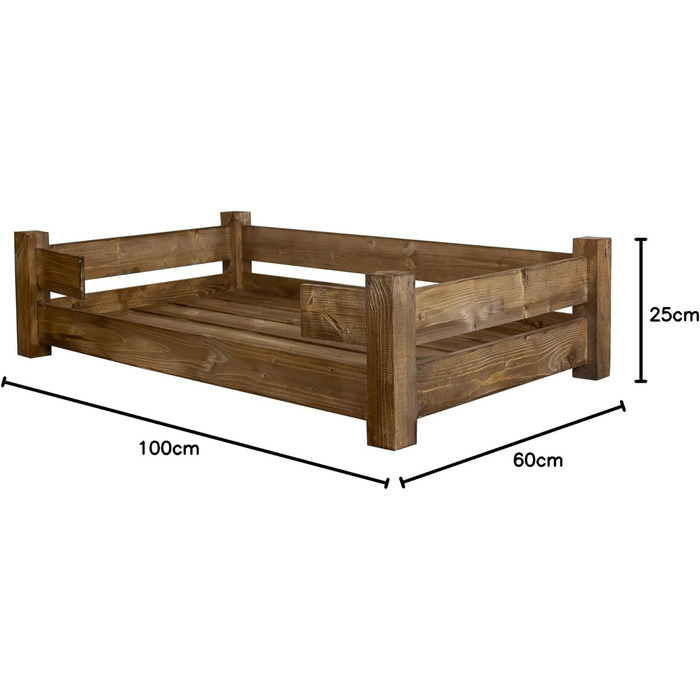 Собачий лежак Kistenkolli Winston XL з дерева (палісандр) з подушкою, 100x60x25 см