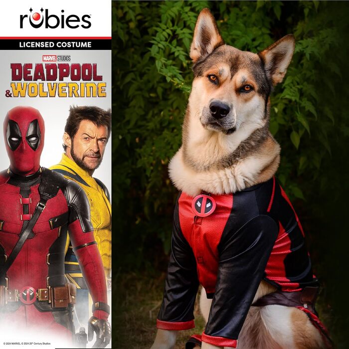 Костюм Deadpool Dogpool для собак Rubie's, розмір L, червоно-чорний