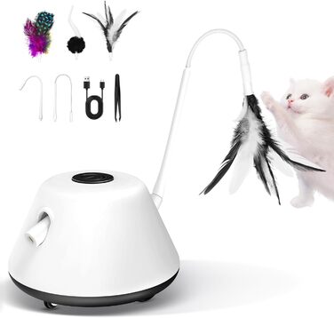 Інтерактивна іграшка для котів TGFIX 3 в 1 – електрична, з колесами та лазером, інтелектуальна іграшка, уникає перешкод, чорна