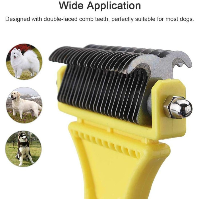 Професійна щітка для вичісування собак Kamm Professional Dog Dematting Kamm - виймає ковтуни, підходить для котів, жовта