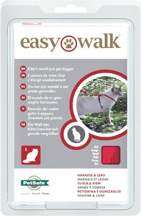 Шлейка PetSafe Easy Walk для котів, з еластичною шнурковою лінійкою, розмір L, червона, CWMK-L-RED-19