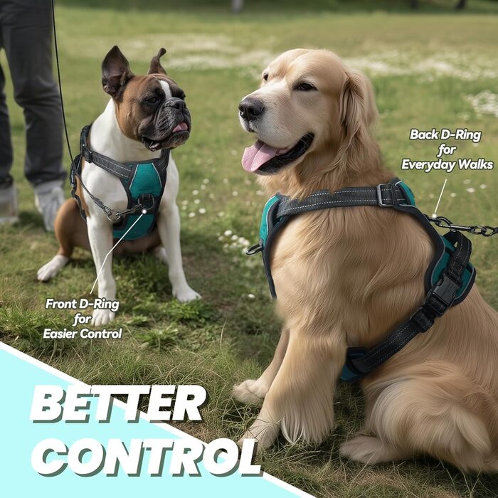 Нашийник для собак VIVAGLORY Easefit, анти-тягнучий, з ручкою, для тренувань та прогулянок, XS, оливковий (25-51 см окружність грудей)