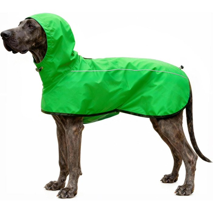 Дощовик для собак Mosucoir з відбиваючими елементами та регульованою капюшоном, водонепроникний, для великих собак (зелений, L)