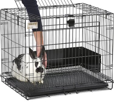 Клітка для кроликів MidWest Wabbitat 151, складна, 64 см, з пластиковим піддоном і металевим дном, чорна