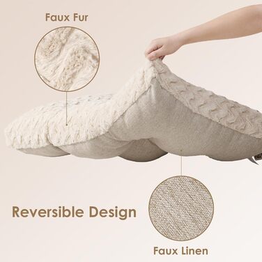 Килимок для собак великих порід, 104x68 см, XL, штучне хутро та льон, Бежевий