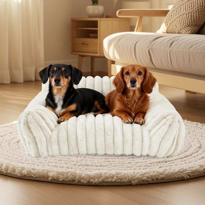 Котяче ліжко-софа, м'яке та пухнасте, 60x45x20 см. Підходить для котів та маленьких собак. Знімний, пральний чохол, антиковзаюча підкладка.