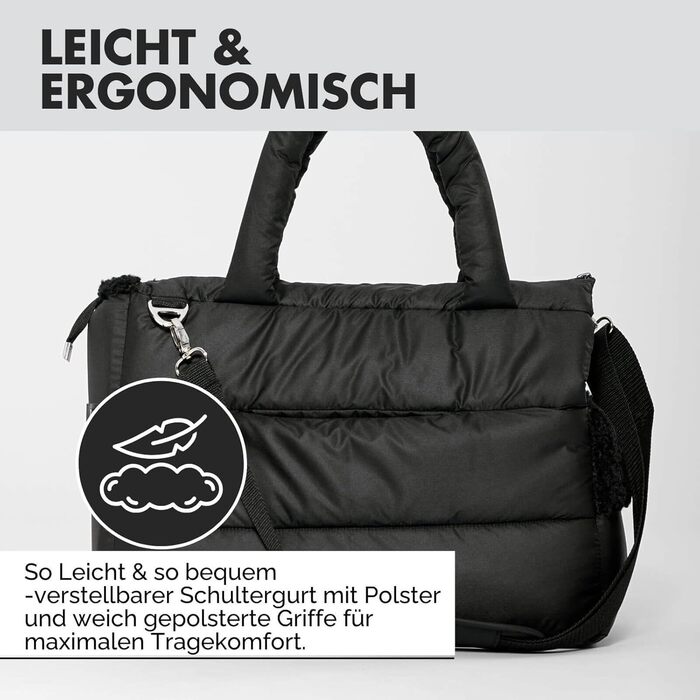 PAW WOW переносна сумка для собак SARA | стильна переноска для маленьких собак | водо- та вітростійка | з підкладкою з тедді, регульований плечовий ремінь, зовнішня кишеня (Чорний)