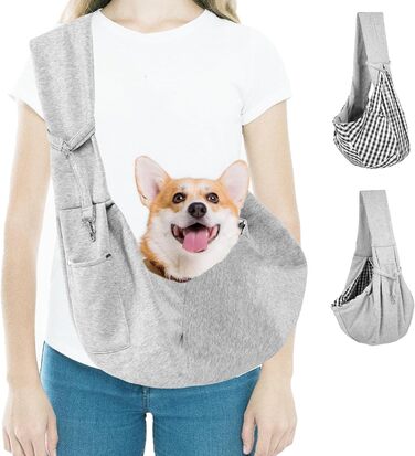 Сумка-переноска для собак, сіра переноска для середніх собак, маленьких собак та котів, переноска для цуценят з пряжкою, двостороння переноска для прогулянок на відкритому повітрі, подорожей, покупок