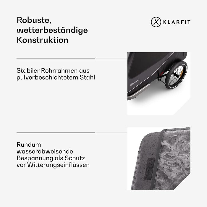 Причіп для собак Klarfit Goldie Home, 334 л, водовідштовхувальний, для дому та вулиці, вантажопідйомність 40 кг, складаний, 16-дюймові колеса