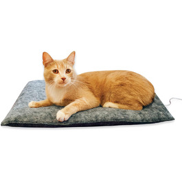 Обігріте котяче ліжко K&H Amazin Kitty Pad для дому, сіра миюча мат для котів, ловить шерсть і пил, 38,1x50,8 см