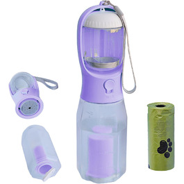 Портативна пляшка для собак PANJAL, 600 мл, 4-в-1, витокозахисна, без BPA, з дозатором відходів, відділенням для ласощів, фільтром – для прогулянок, походів, подорожей, блакитна