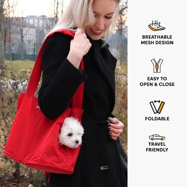 Сумка-переноска для собак United Pets Lazy Dog, червона, легка, складна, 35x15x25 см